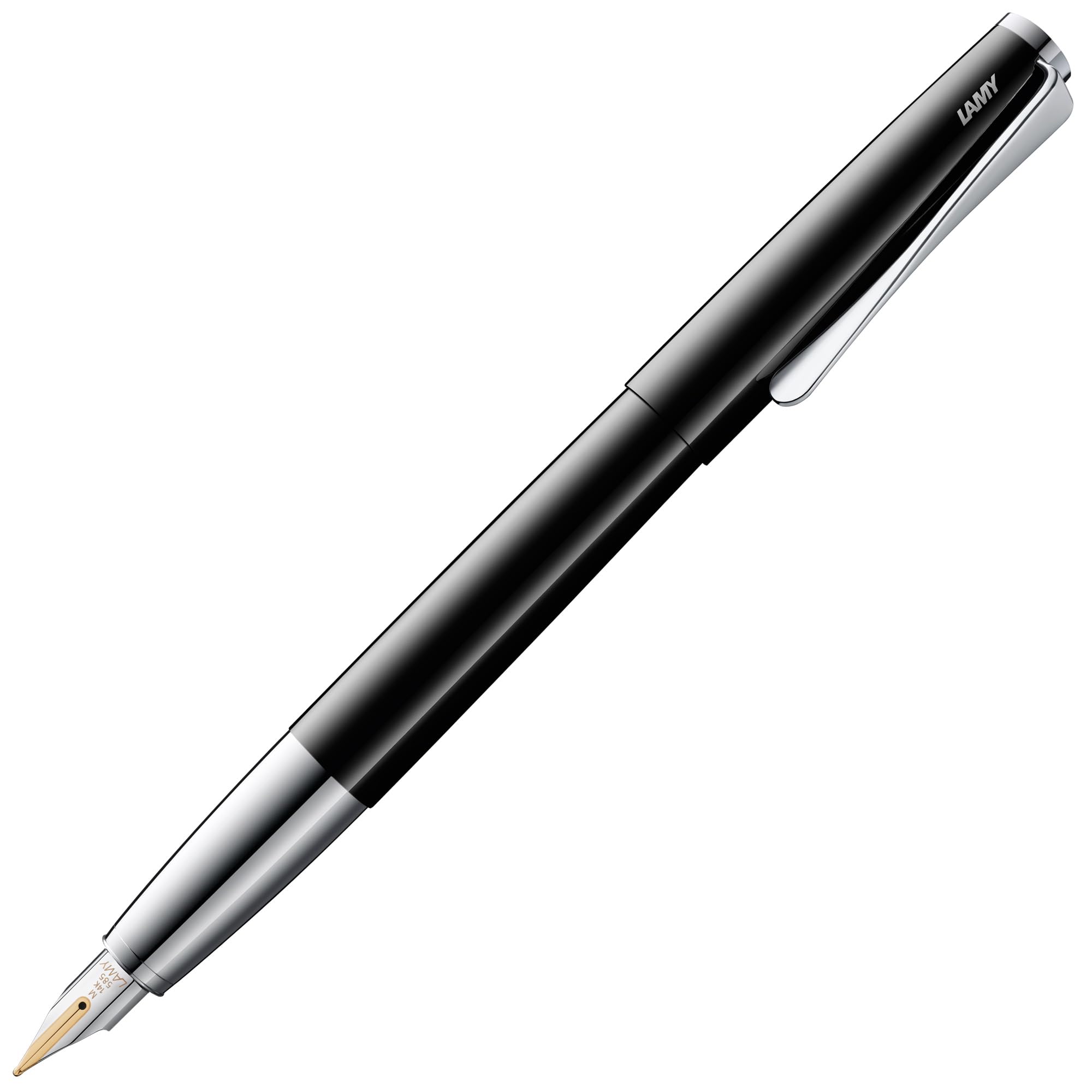 Lamy studio pianoblack - Fountain Pen in elegant metal body - 14 ct. gold nib, partially platinum-plated & in nib size B - incl T 10 blue ink cartridge