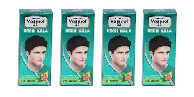 Super Vasmol 33 Ayurprash and Almond Protein Kesh Kala Hair Dye, 50ml - Pack of 4