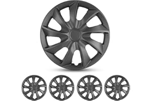 I1MOTOR Hubcaps 14", Wheel Rim Cover Universal R14 Hub Caps, Snap On Car Pickup Truck SUV, Lacquer Wheel Covers, 4 Pack, Matte Black Painted