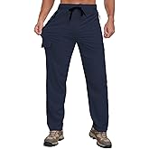Men Lightweight Joggers Pants Hiking Zipper Pockets Quick Dry Runing Exercise Elastic Waist Sweatpants Cargo