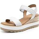 Athlefit Espadrille Wedge Sandals for Women, Open Toe Ankle Strap Low Wedge Heel Platform Sandals for Summer