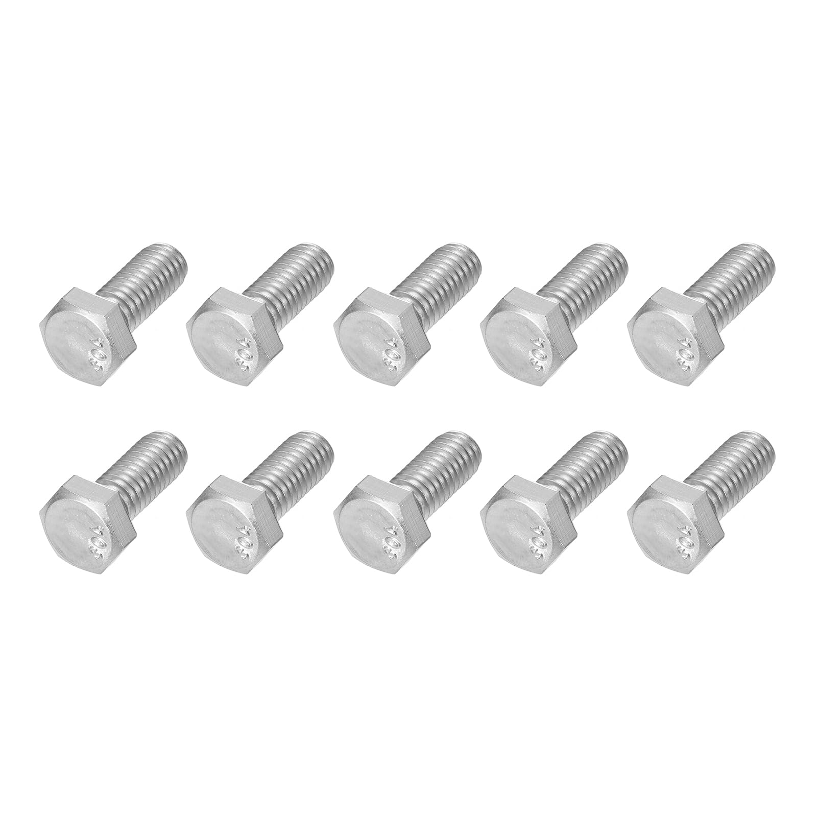 METALLIXITY Hex Head Bolts (5/16-18 x 1/2") 30Pcs, 304 Stainless Steel 18-8, Fully Threaded, External Hex Drive, Plain Finish, Hex Head Screw Bolt, Silver — image 1