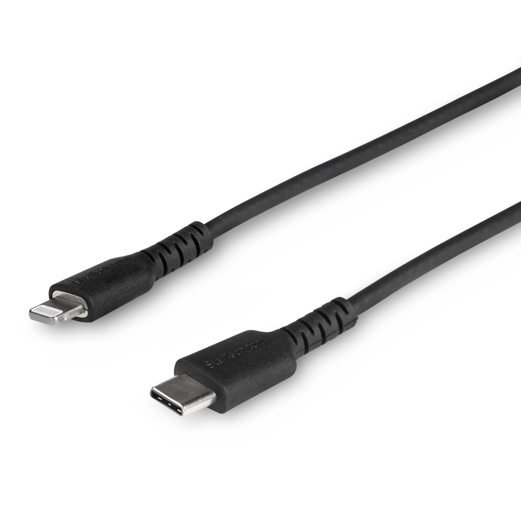 StarTech.com 1m USB C to Lightning Cable - Durable Black USB Type C to Lightning Connector Fast Charge & Sync Charging Cord, Rugged w/Aramid Fiber Apple MFI Certified iPhone 11 iPad Air (RUSBCLTMM1MB)