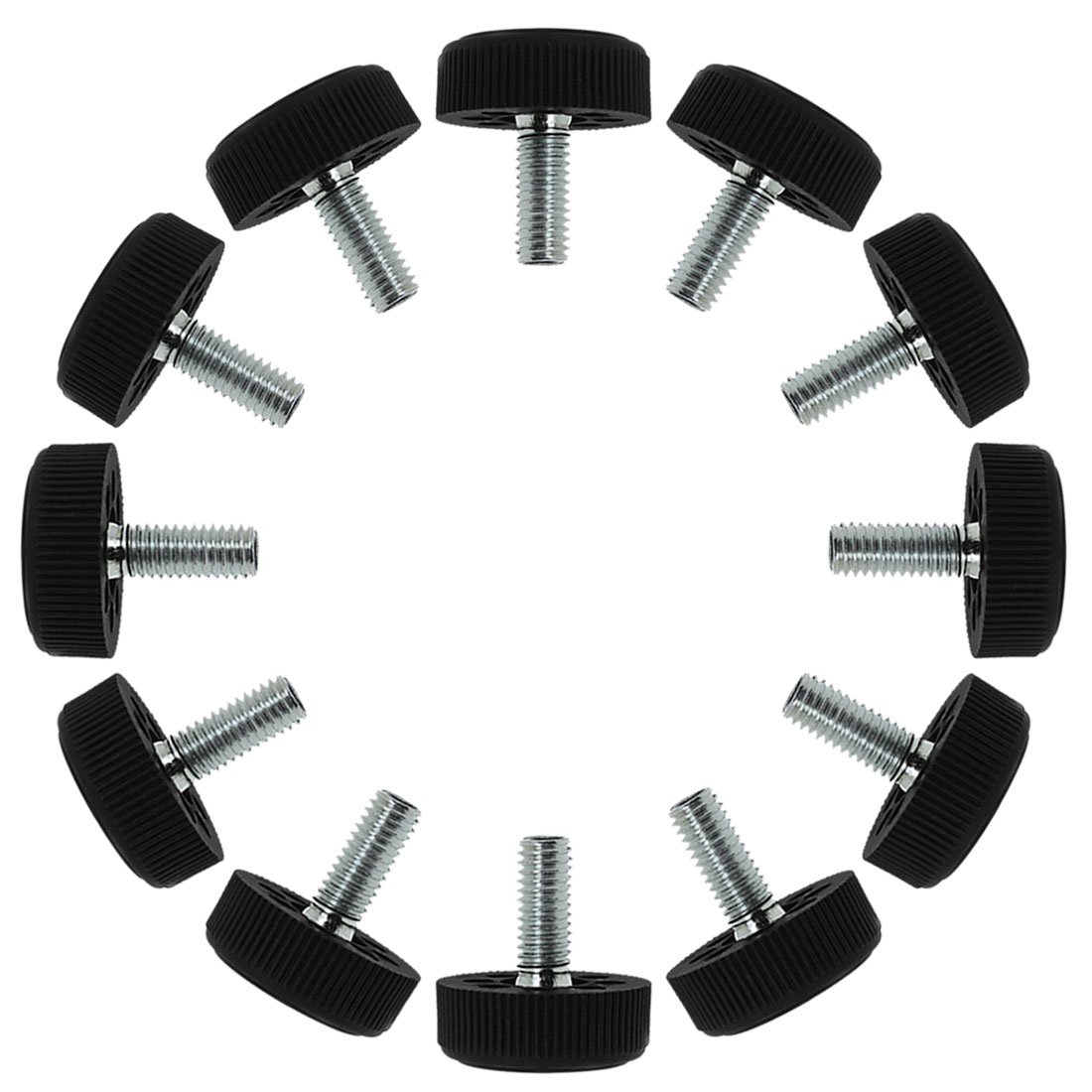 sourcingmap M8 x 20 x 30mm Screw on Furniture Glide Leveling Feet Floor Protector Adjustable Leveler for Table Desk Leg 12 Pack