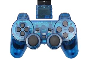 Wireless Controller for PS2,Built-in Dual Vibration 2.4G Gamepad Joystick Compatible for PS2,with Wireless Receivers (Clear B