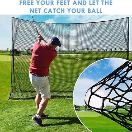 NEWFUN Golf Net, 3 x 3M Black Polyester Golf Practice Net, Portable Club Net, Training Net for Baseball and Hockey, for Indoor and Outdoor Garden Use.