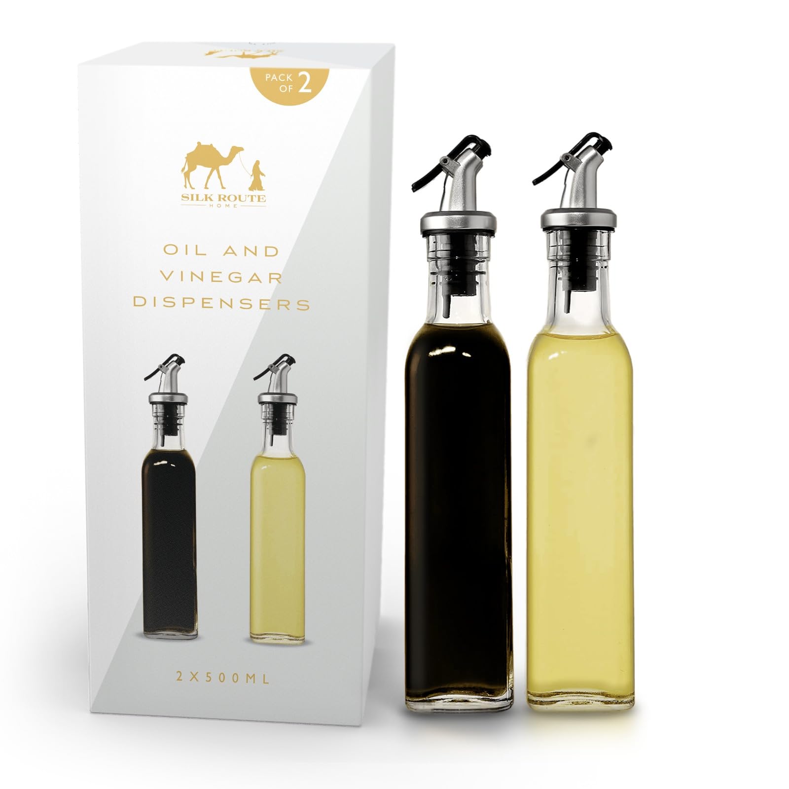 Silk Route Home 2 Pack Oil and Vinegar Dispenser Bottles - 500ml