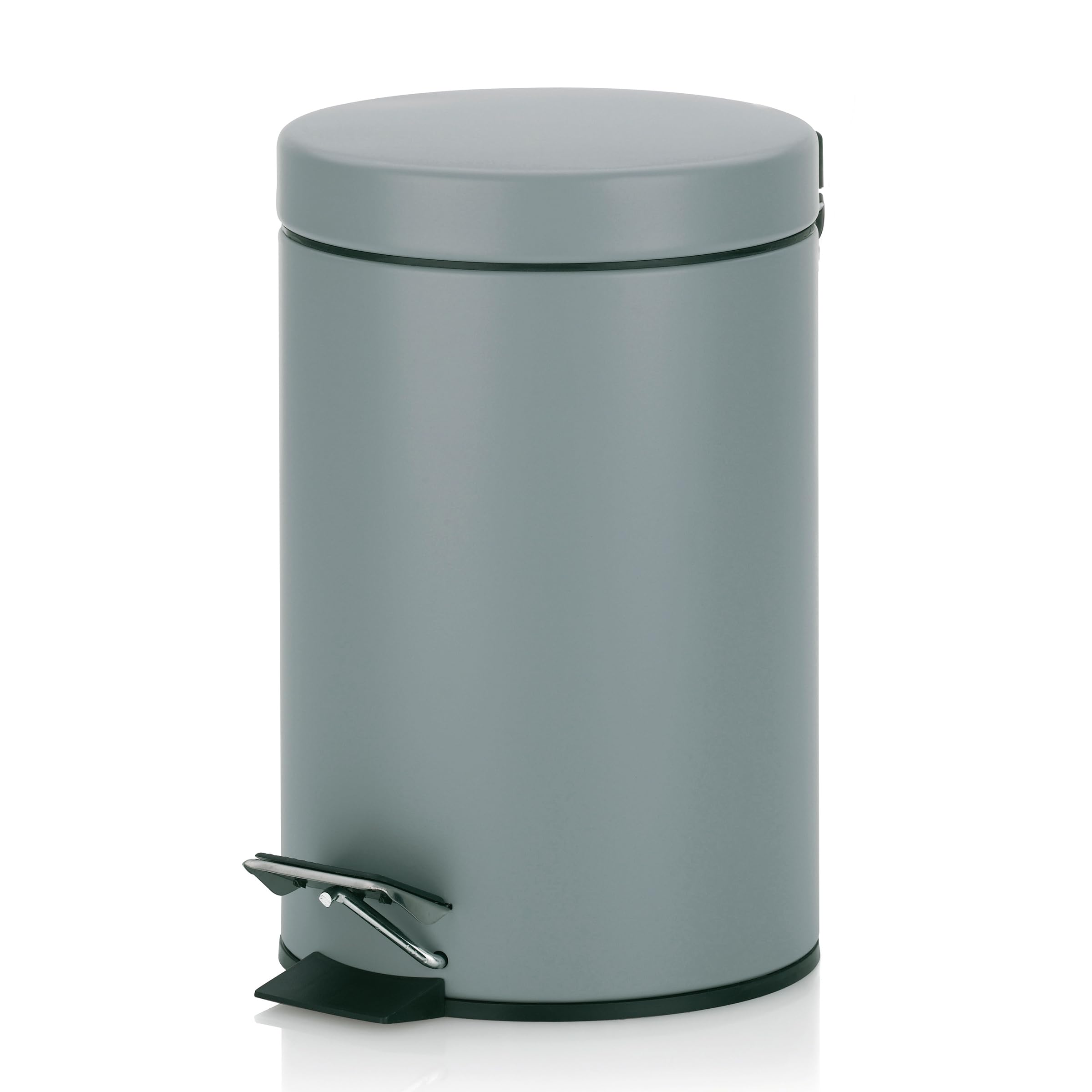 Kela cosmetic bin grey 3l, metal pedal bin bathroom, bathroom waste bin with inner bin and carrying handle, MONACO, light grey matt — image 1