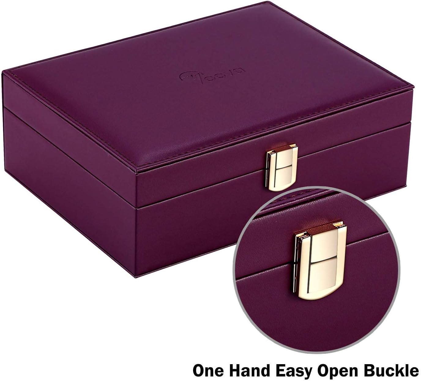 Voova Jewelry Box Organizer for Women Girls, 2 Layer Large Men Jewelry Storage Case, PU Leather Display Jewel Holder with Removable Tray for Necklace Earrings Rings Bracelets, Vintage Gift, Purple: Home Improvement