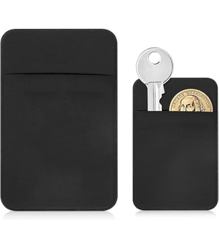 KARENSKEYS Key Holder Wallet, 2PCS Key Sleeve, Stretchy Keys Organizer Slim Card Holder Back of Phone (Black) at Amazon Men's Clothing store