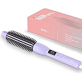Novuspro Hair Brush: 1 Inch Brush for Curly Hair with Anti-Scald Bristles, Straightening Comb with Negative Iron for Women - 3 Temp Settings & LED Display (Purple)