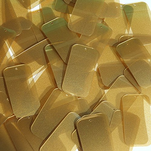 Gold Caramel Transparent Sequin Rectangle 1.5 inch Couture Loose Paillettes. Made in USA.