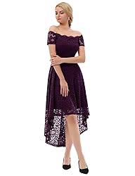 Dressystar Women's Lace Cocktail Dress Hi-Lo Off