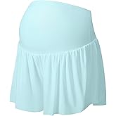 EXARUS Maternity Shorts Butterfly Pregnancy Flowy Skirt Skorts Athletic Workout 2 in 1 Gym Active Over The Belly