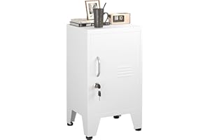 POZDEG 24.5"H Metal Locker Storage Cabinet with Lock - Small Lockable Employees Locking Cabinet Steel Locker Adjustable Shelf & Feet, Single Door Lockable Cabinet for Home, School, Office, Gym (White)