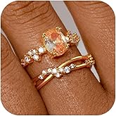 WFYOU Gold Rings for Women that Don't Tarnish Cubic Zirconia Ring Stackable Rings for Women Dainty 14K Gold Plated Rings Set Wedding Bands for Women Gold Jewelry Ring Size 6 7 8 9 10