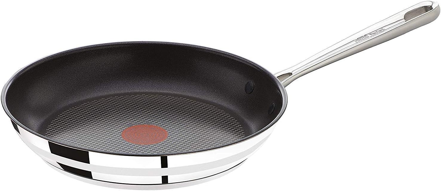 Tefal E85604 Jamie Oliver Pfanne, Bratpfanne, 24cm, Induktionspfanne, integrierter Temperaturanzeiger, Antihaft-Versiegelung aus Edelstahl