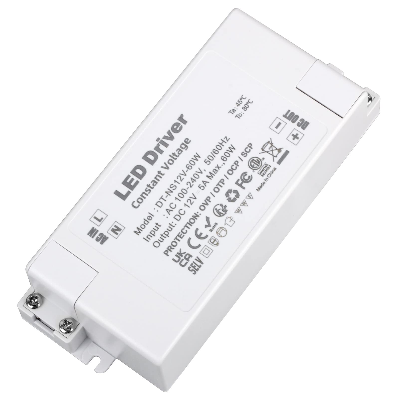 VARICART 12V 60W LED Driver, 240V to 12V DC Transformer 5A, Constant Voltage Switching Power Supply for LED Strips, G4, MR11, MR16 Bulbs