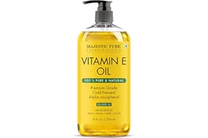 Majestic Pure Vitamin E Oil - 100% Pure & Natural, 20,000 IU | Premium Grade, Cold-Pressed and Tocopherol to Repair Dry, Dama