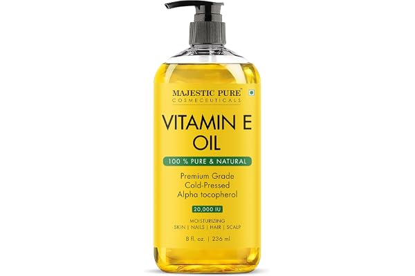Majestic Pure Vitamin E Oil - 100% Pure & Natural, 20,000 IU | Premium Grade, Cold-Pressed and Tocopherol to Repair Dry, Dama
