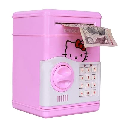 Funny Teddy Money Piggy Bank Toy For Kids With Safe Password Atm Enter Coin Notes With Light And Sound Features Pink - 