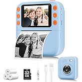 Instant Print Camera for Kids, Christmas Birthday Gifts for Girls Boys, 1080P Instant Digital Print Cameras for Toddler,Portable Toy for 4 5 6 7 8 9 10 Year Old Girl with 32GB SD Card,Light Blue