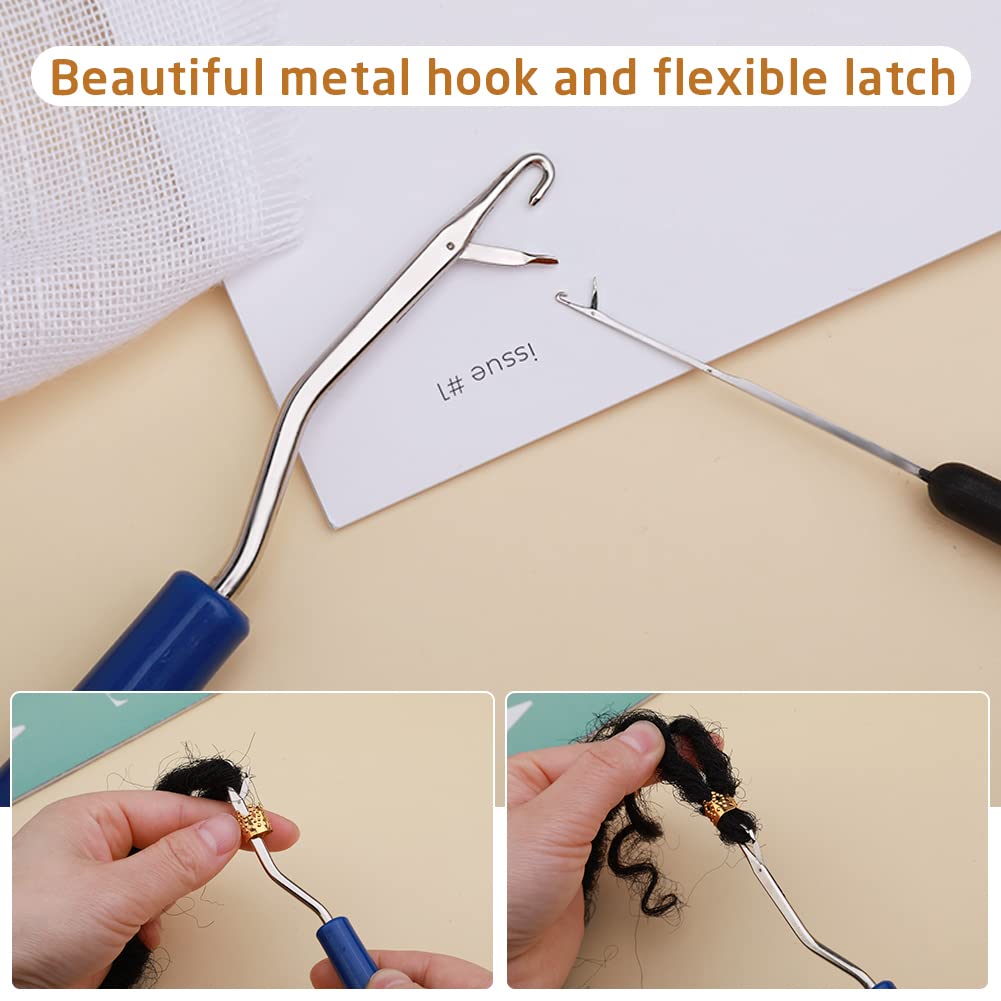 Dreadlock Crochet Hook, 48 Pcs Dreadlock Crochet Hook Tool, 6 Dreadlock Crochet Needle, Different Size Bent Latch Hook, Crochet Needle for Hair Braiding with Case and Dreadlocks Tool