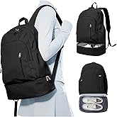 Gym Backpack for Women Men,Waterproof Gym Backpack with Shoe Compartment | Lightweight Sports Gym Bag Casual Daypack,Lightweight Travel Backpack for Dance, Volleyball &amp; Swim,Black