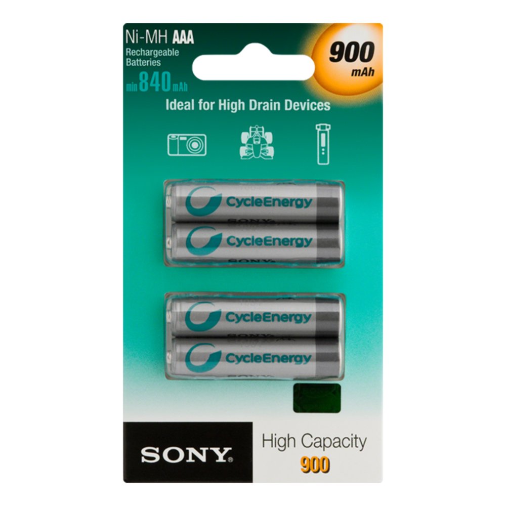 Sony NHAAAB4EC - Blister 4 pilas recargables de Ni-Mh, AAA, 1.2V, 900 mAH