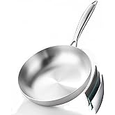 DELARLO Whole body Tri-Ply Stainless Steel 8inch Small Frying Pan, Chef's Pans Oven safe induction kitchen skillet,Suitable for All Stove (Detachable Handle)