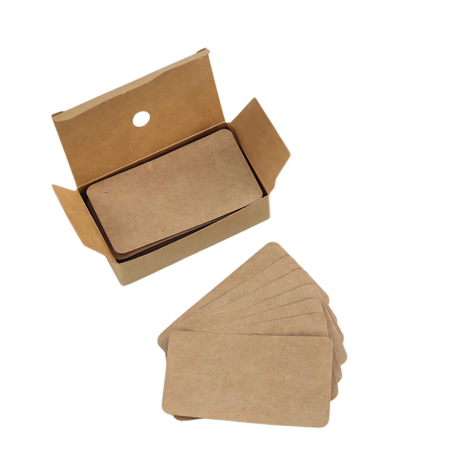 Leliafleury 100Pcs Blank Business Cards Kraft Message Cards Blank Flash Cards Craft Words Cards for Learning, Study, DIY, Memory Note