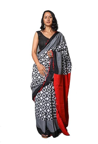 Multi Cotton Hand Block Printed Saree