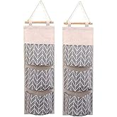 KuAoyoja Over The Door Closet Organizer, 2 Packs Waterproof Wall Hanging Storage Bags with 3 Pockets for Kitchen Bedroom Bathroom (Grey)