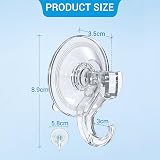 Quntis Suction Hooks 4 Pack 3kg Vacuum Shower Hangers Transparent view 3