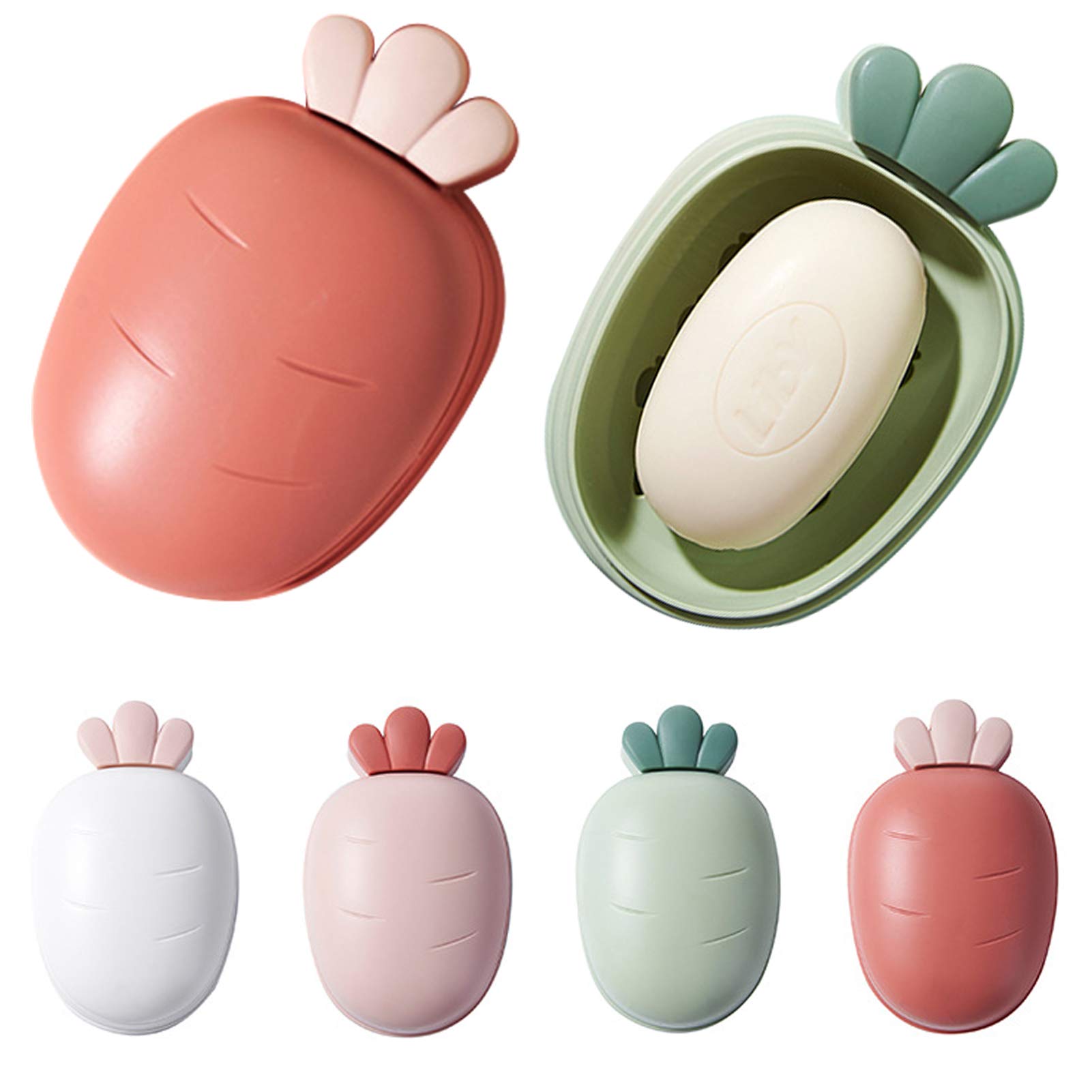 Soap Dish, 4pcs Travel Soap Box Soap Container, Portable Travel Soap Dish with Lid and drainage, Soap Holder for Travel Hiking Shower Bathroom School Gym(red; green; white; pink)