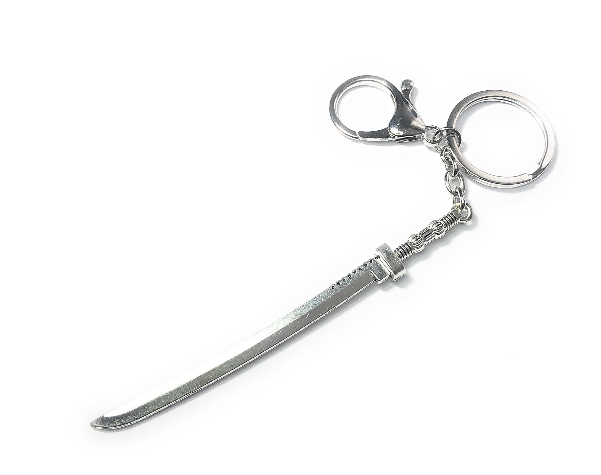 FizzyButton Gifts Samurai Sword Keyring Key Ring and Lobster Clasp with Silver Tone Charm
