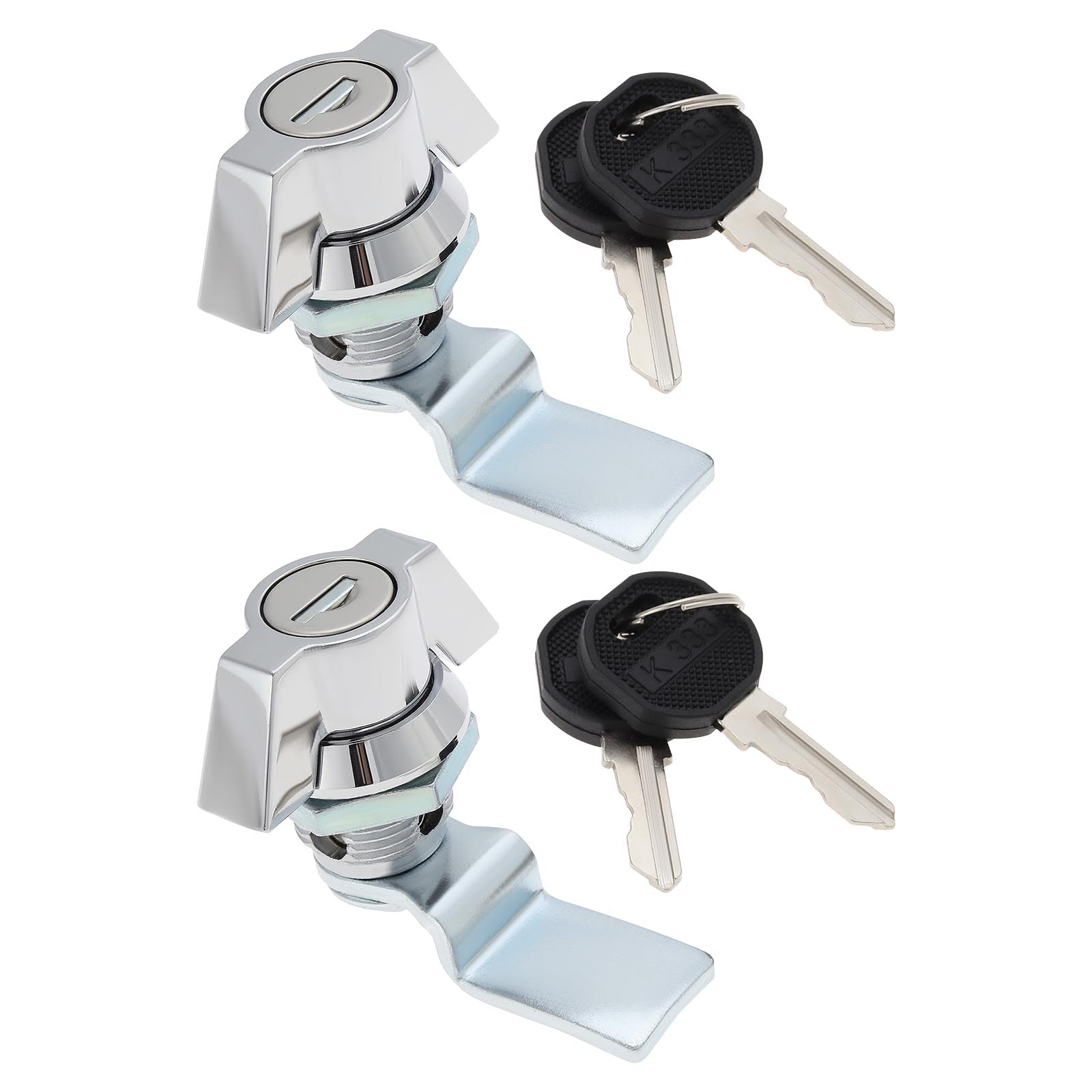 eMagTech 2 Set Zinc Alloy Quarter Turn with Keys Cut Out 22mm x 20mm for Control Cabinet Meter Cabinet Small Distributor Cylinder Lock Toggle, Chrome