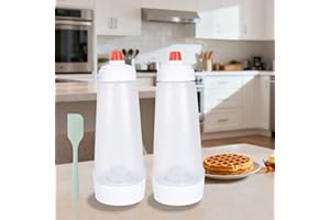 Pancake Batter Dispenser with Mixing Ball and Silicone Spatula Pancake Squeeze Bottle Mixer Batter Dispenser Bottle for Pajnc