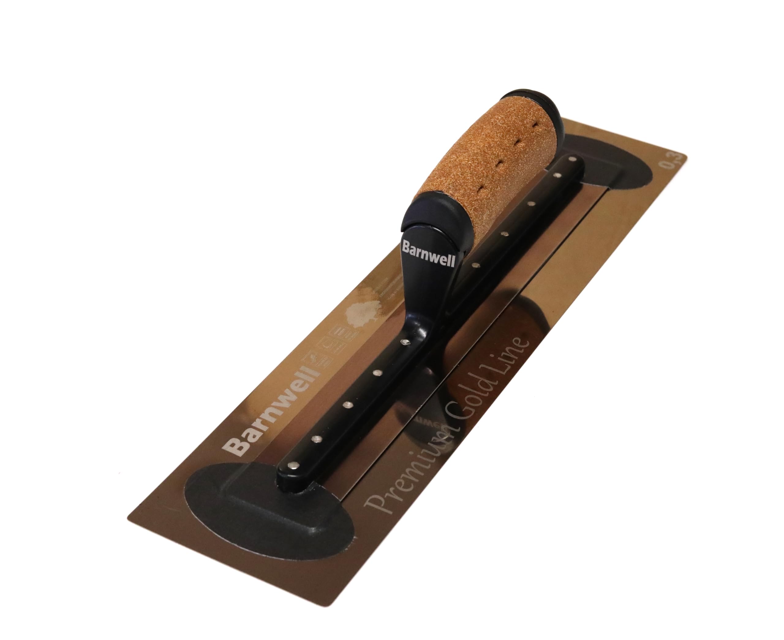 Barnwell Premium Flexi Gold Cork Handle Finishing Plastering Trowel Stainless Steel (11" - 18") (16" x 4" Wide)