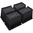 ANNKUT Bed Risers 6 Inch Heavy Duty,Oversized Couch Risers, Extra Wide Furniture Risers for Sofa Table Desk Headboard Chair Lifting,Rectangle Risering Blocks Support 6000 lbs(4 Pack Black)