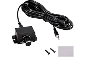 Amplifier Remote Bass Knob, 3.5mm Aperture Bass Knob Control Kit with Screws, Rope & Double-Sided Tape for Dashboard, Center 