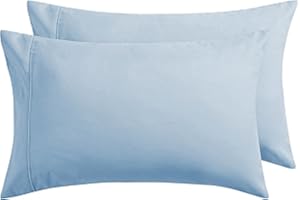 AYASW Pillowcases Set of 2 Queen Size Premium Soft and Cozy 1800 Brushed Microfiber with Envelope Closure Pillow Cases 2 Pack Light Blue 20x30 inches Easy Care Holiday Decor