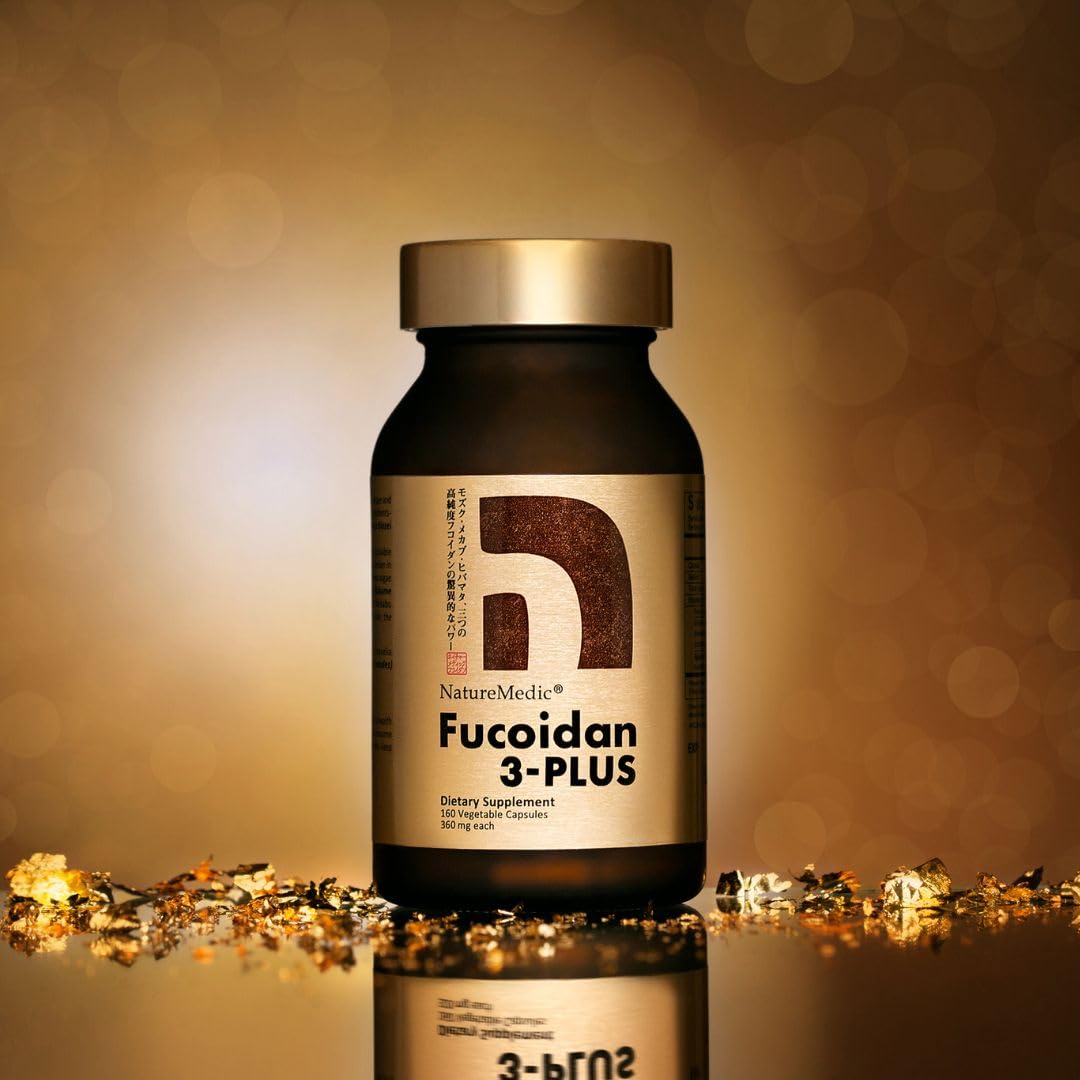 Fucoidan 3-Plus Brown Seaweed Immunity Supplement with Three Types of High Purity Fucoidan Organic Mekabu Fucus Mozuku Agaricus Capsule Type Made in Japan (1)