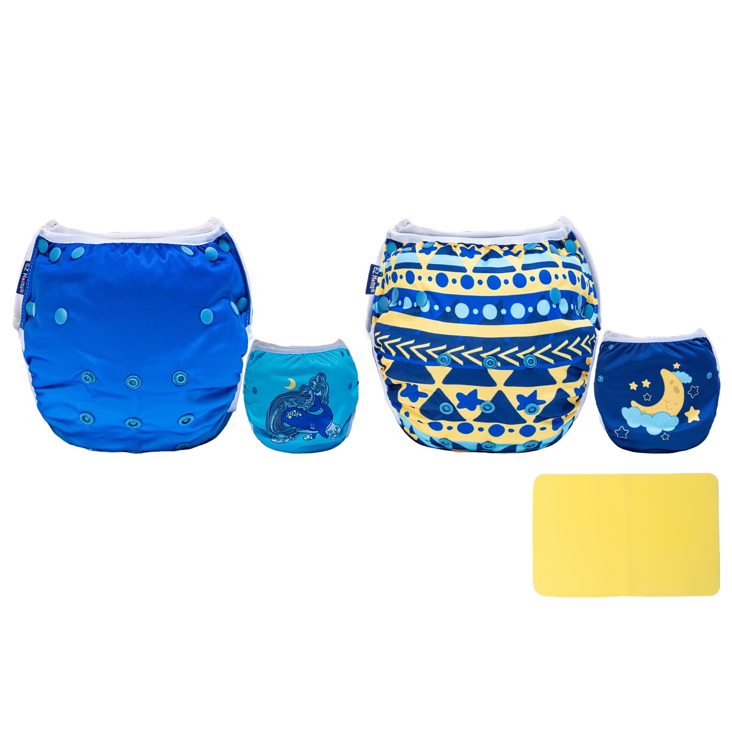 EZ Moms Baby Swim Diapers Reusable 2Pcs Large Size Snap Adjustable Washable One Size Toddler Swim Diaper with a Shammy Towel for Baby Boy Water Diaper Waterproof Swimming Diapers for Swimming Lessons
