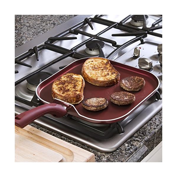 Ecolution Nonstick Square Griddle Pan, Dishwasher Safe, Silicone Handle