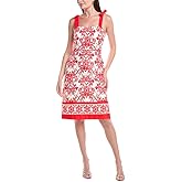 Anne Klein Womens Bow Shoulder Modern Midi Dress