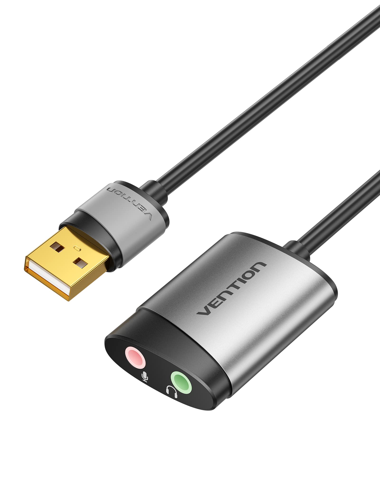 VENTION USB Sound Card - 3.5mm Jack Audio Adapter with TRS Mic Support - Compatible with PC, Laptop, Headset, PS5/4, Mac and More