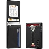 Denior Mens Pop up Credit Card Wallet, Magnetic Flip on Metal Case with Clear ID Window RFID Blocking, 3 Card Slots Capacity for 10-13 Cards Wallet Gift for Men (Black)