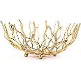 Red Co. 14” Dia Decorative Round Aluminum Branch Reef Centerpiece Bowl – Golden