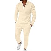 Bealin Mens Track Suits 2 Piece Long Sleeve Zip Polo Shirts & Sweatpants Textured Athletic Sweatsuit Casual Joggers Sets